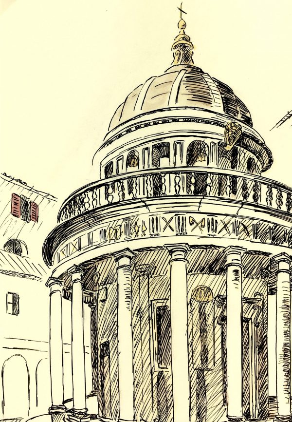 Italy Original Art - Drawing - Rome, Bramante, 1957