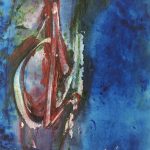 Abstract Modern Original Art - Blue-Green Abstract, French, 2000
