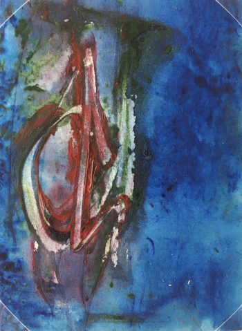 Abstract Modern Original Art - Blue-Green Abstract, French, 2000