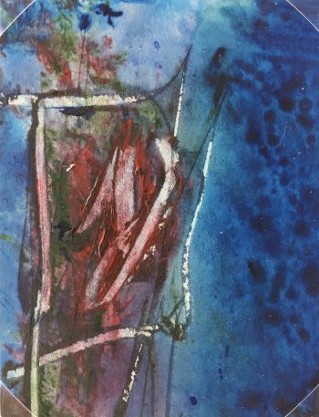 Abstract Modern Original Art - Blue-Green Abstract, French, 2000