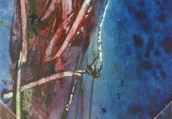 Abstract Modern Original Art - Blue-Green Abstract, French, 2000