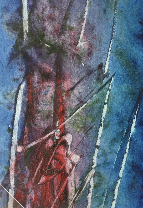 Abstract Modern Original Art - Blue-Green Abstract, French, 2000