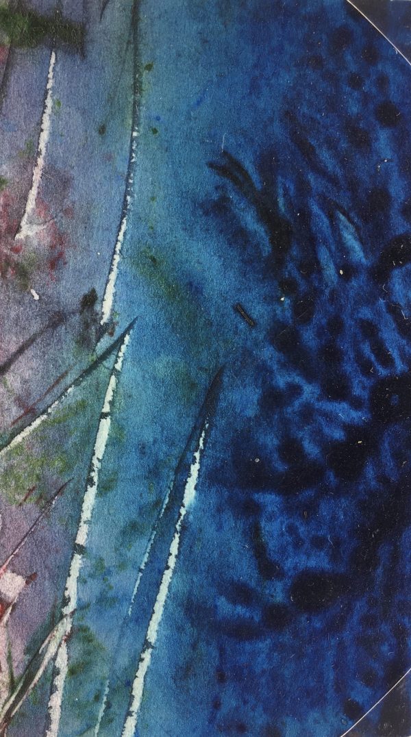 Abstract Modern Original Art - Blue-Green Abstract, French, 2000