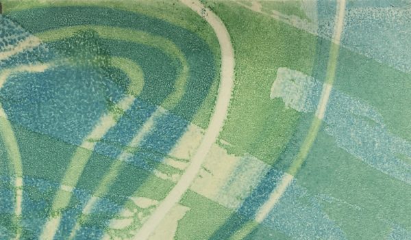 Abstract Modern Original Art - Aqua Swirls, Kismine Varner, c.1980