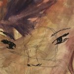 Abstract Modern Original Art - Mauve Gold Abstract, French, 2000