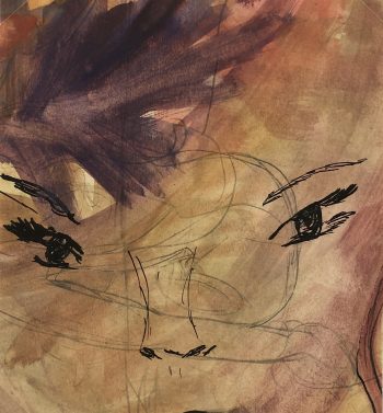 Abstract Modern Original Art - Mauve Gold Abstract, French, 2000