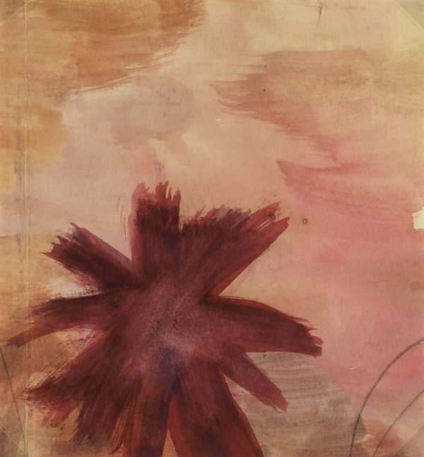 Abstract Modern Original Art - Mauve Gold Abstract, French, 2000