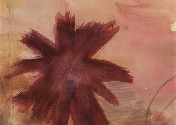 Abstract Modern Original Art - Mauve Gold Abstract, French, 2000