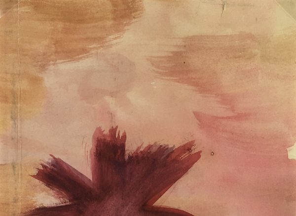 Abstract Modern Original Art - Mauve Gold Abstract, French, 2000