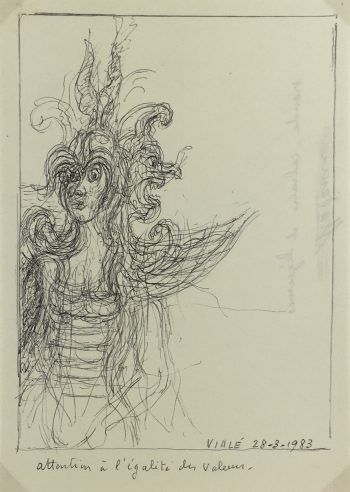 Abstract Modern Original Art - Surrealist, Albert Vialé, 1983