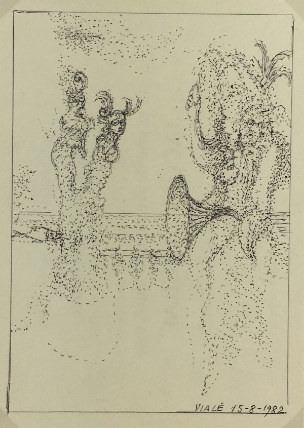 Abstract Modern Original Art - Surrealist, Albert Vialé, 1982