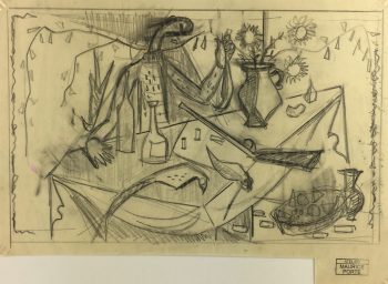 Abstract Modern Original Art - Abstract Drawing, Maurice Porte, c.1990