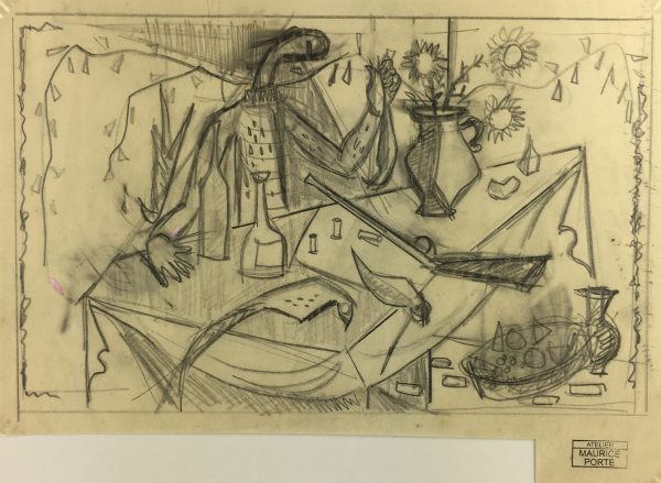 Abstract Modern Original Art - Abstract Drawing, Maurice Porte, c.1990