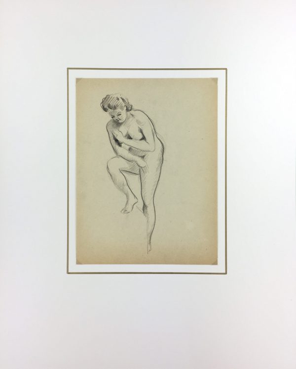 Nudes Original Art - Nude Drawing, J. Ernst, c.1940