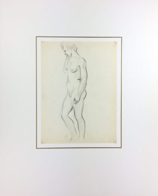 Nudes Original Art - Nude Drawing, J. Ernst, c.1940