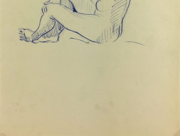 Nudes Original Art - Nude Drawing, J. Ernst, c.1940