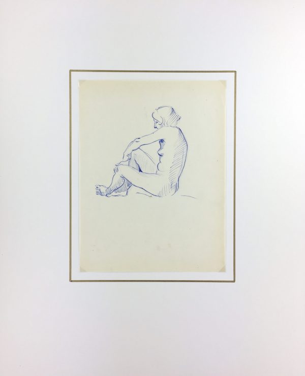 Nudes Original Art - Nude Drawing, J. Ernst, c.1940