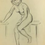 Nudes Original Art - Nude Drawing, J. Ernst, c.1940