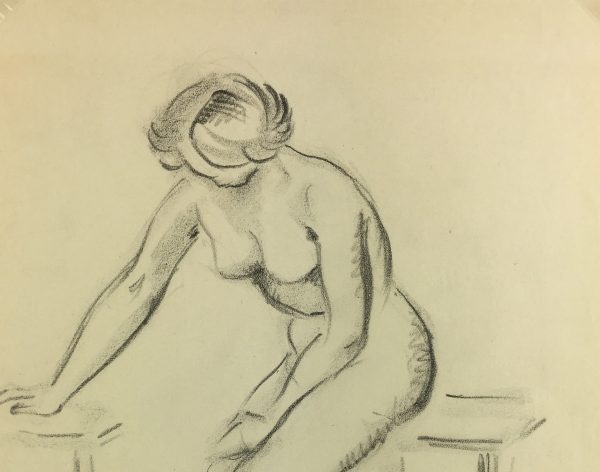 Nudes Original Art - Nude Drawing, J. Ernst, c.1940