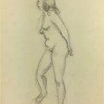 Nudes Original Art - Nude Drawing, J. Ernst, c.1940
