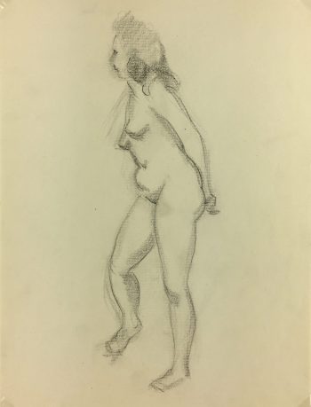 Nudes Original Art - Nude Drawing, J. Ernst, c.1940
