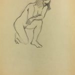 Nudes Original Art - Nude Drawing, J. Ernst, c.1940