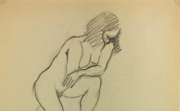 Nudes Original Art - Nude Drawing, J. Ernst, c.1940