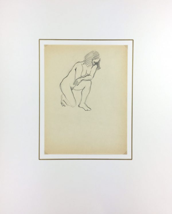 Nudes Original Art - Nude Drawing, J. Ernst, c.1940