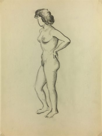 Nudes Original Art - Nude Drawing, J. Ernst, c.1940