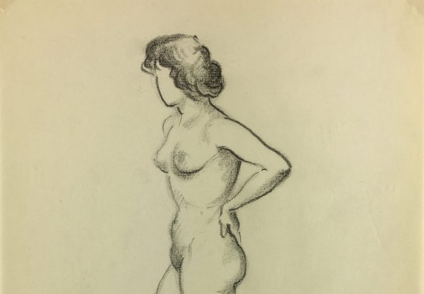 Nudes Original Art - Nude Drawing, J. Ernst, c.1940