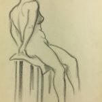 Nudes Original Art - Nude Drawing, J. Ernst, c.1940