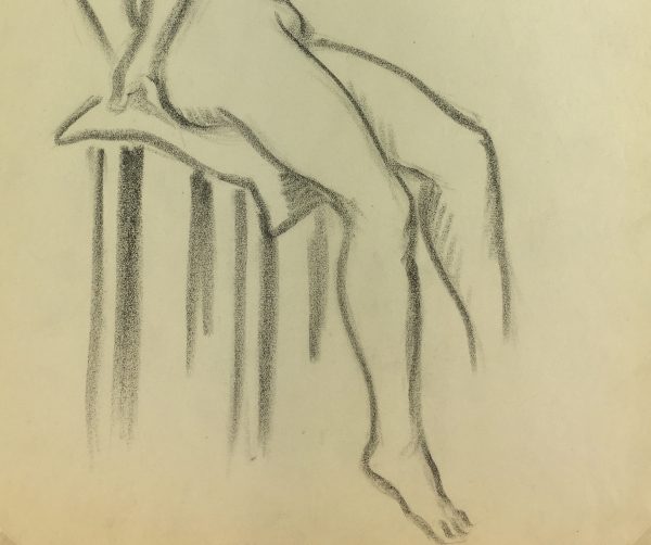 Nudes Original Art - Nude Drawing, J. Ernst, c.1940