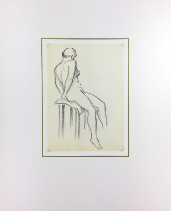 Nudes Original Art - Nude Drawing, J. Ernst, c.1940