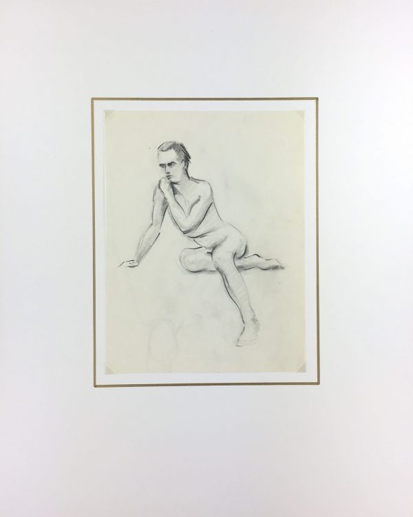 Nudes Original Art - Nude Drawing, J. Ernst, c.1940