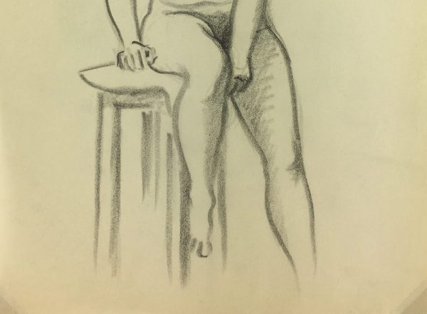 Nudes Original Art - Nude Drawing, J. Ernst, c.1940