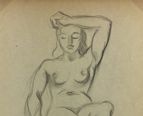 Nudes Original Art - Nude Drawing, J. Ernst, c.1940