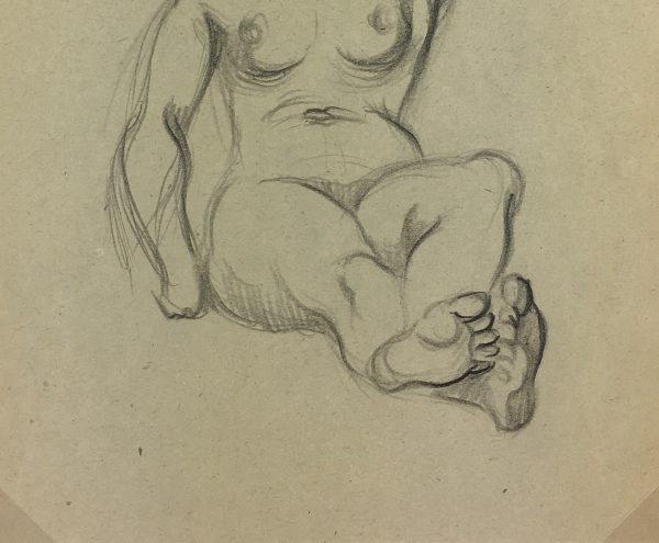 Nudes Original Art - Nude Drawing, J. Ernst, c.1940