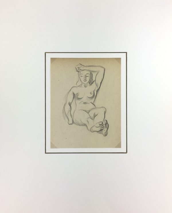 Nudes Original Art - Nude Drawing, J. Ernst, c.1940
