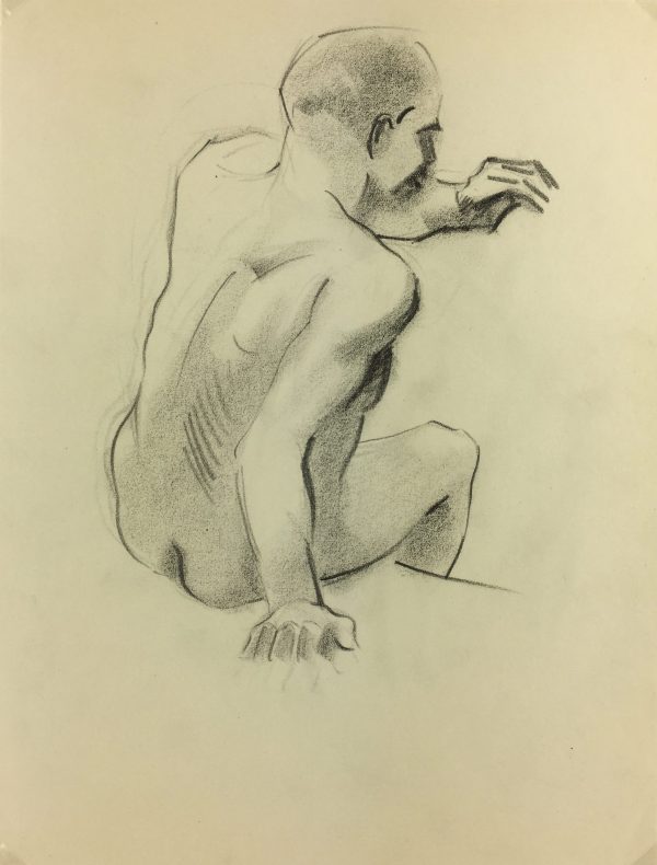Nudes Original Art - Nude Drawing, J. Ernst, c.1940