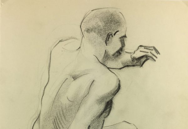 Nudes Original Art - Nude Drawing, J. Ernst, c.1940