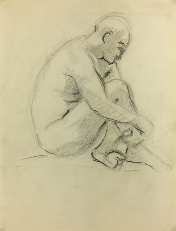 Nudes Original Art - Nude Drawing, J. Ernst, c.1940