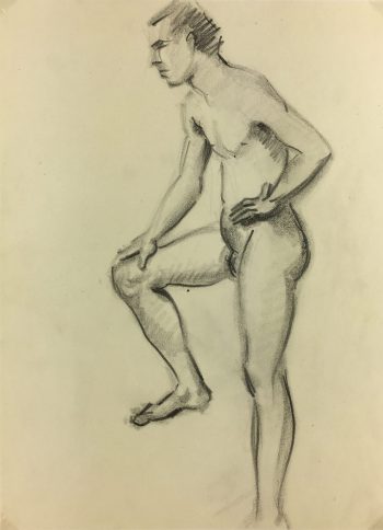 Nudes Original Art - Nude Drawing, J. Ernst, c.1940