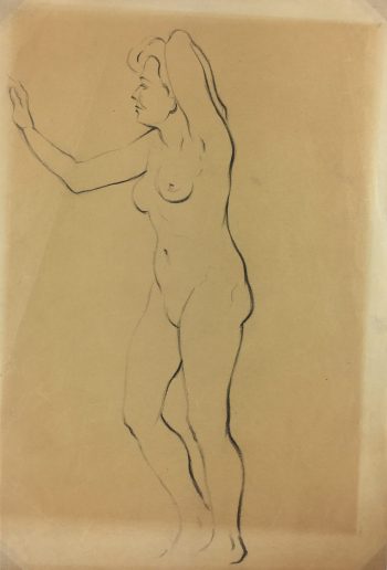 Nudes Original Art - Nude Drawing, J. Ernst, c.1940