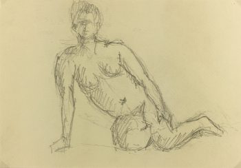 Nudes Original Art - Nude Drawing, R. Bailly, 1988