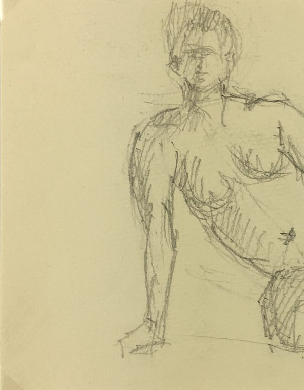 Nudes Original Art - Nude Drawing, R. Bailly, 1988
