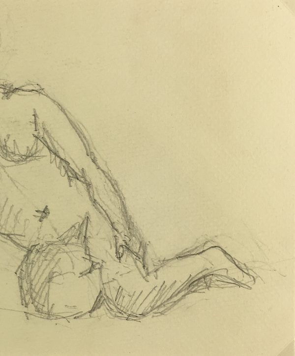 Nudes Original Art - Nude Drawing, R. Bailly, 1988