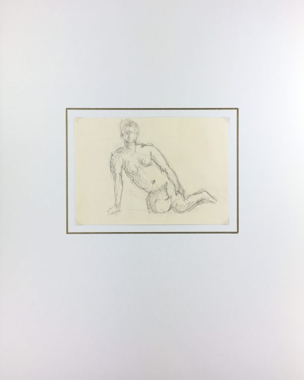 Nudes Original Art - Nude Drawing, R. Bailly, 1988