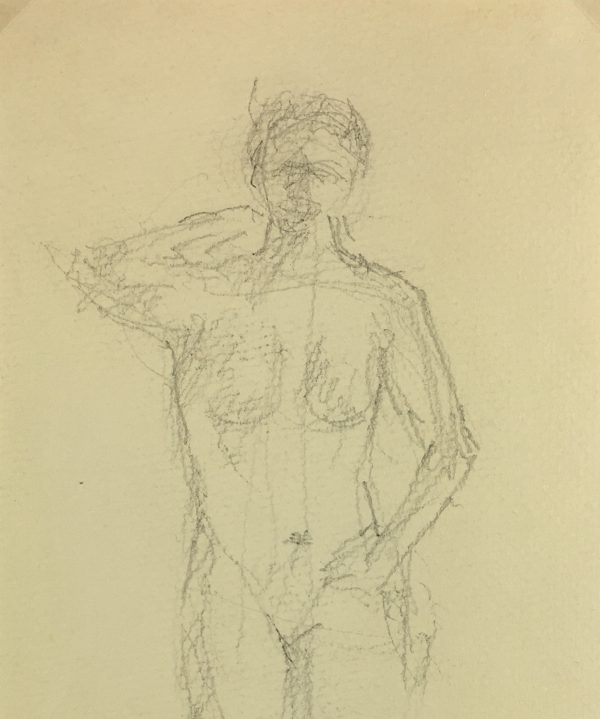 Nudes Original Art - Nude Drawing, R. Bailly, 1988