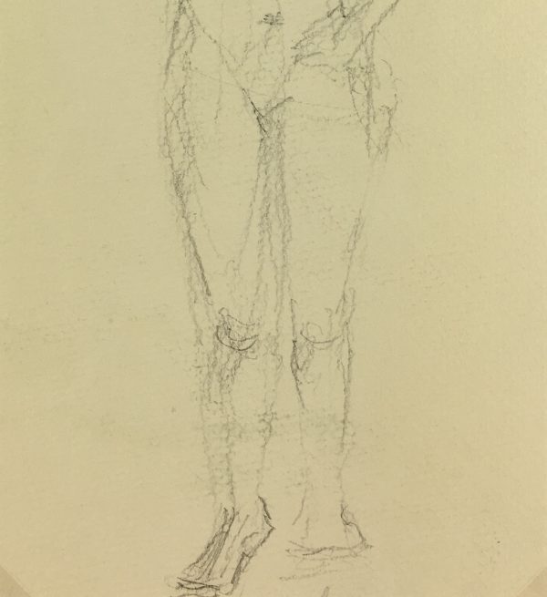 Nudes Original Art - Nude Drawing, R. Bailly, 1988