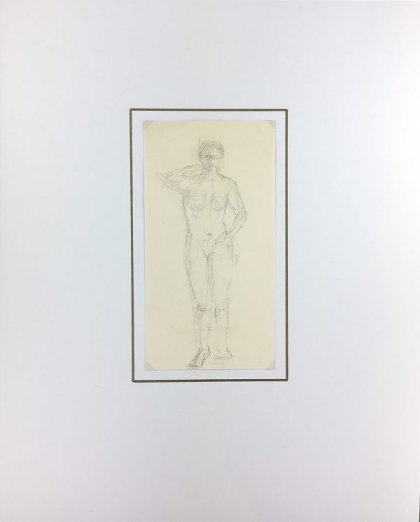 Nudes Original Art - Nude Drawing, R. Bailly, 1988
